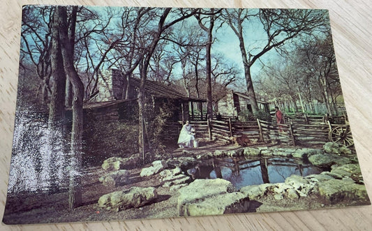 Vintage Texas Log Cabin Village Fort Worth Western Fotocolor Postcard 5.5x3.5 In