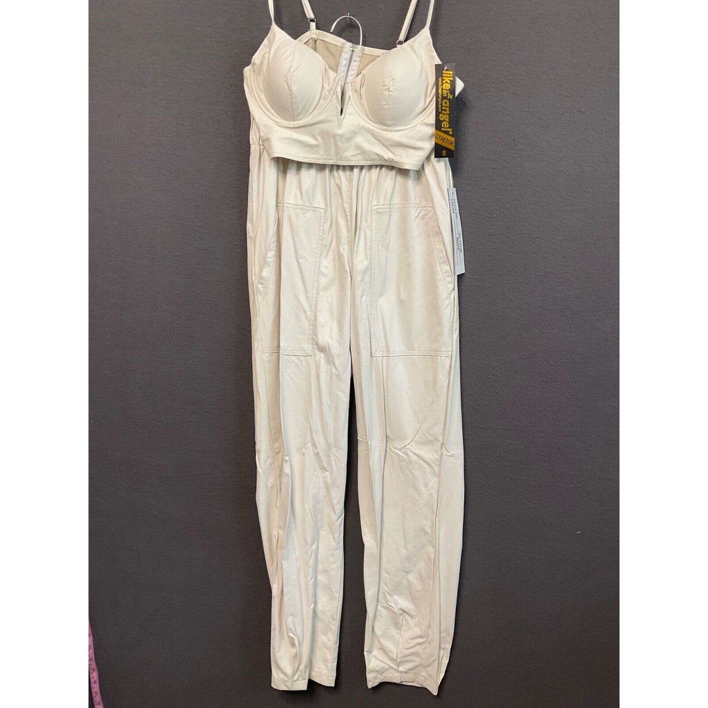 Like an Angel White Faux Leather Lounge Pants Top Set S Joggers Bralette Biker