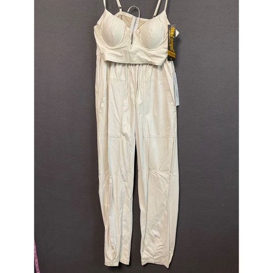 Like an Angel White Faux Leather Lounge Pants Top Set S Joggers Bralette Biker
