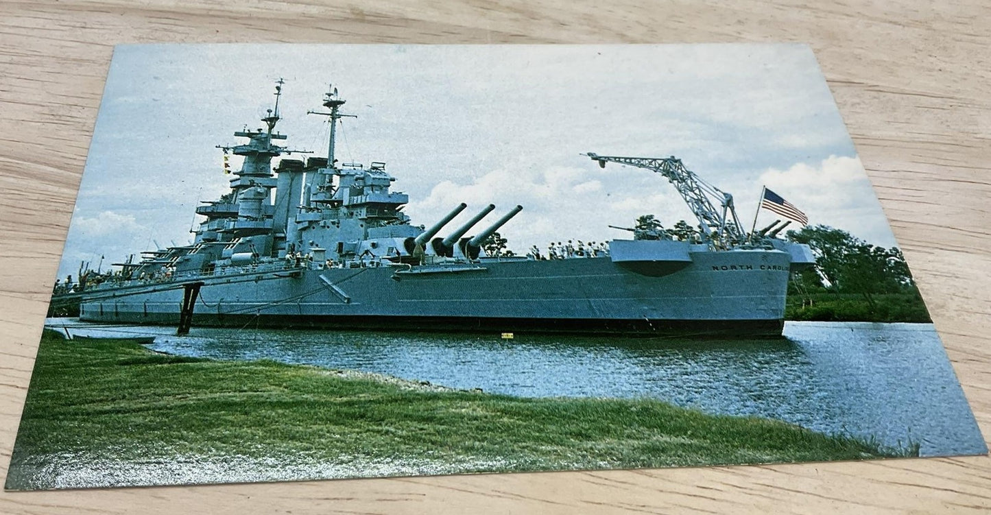 Vintage USS N. Carolina Battleship Helen Tatum Lithograph Postcard 5.5x3.5 In
