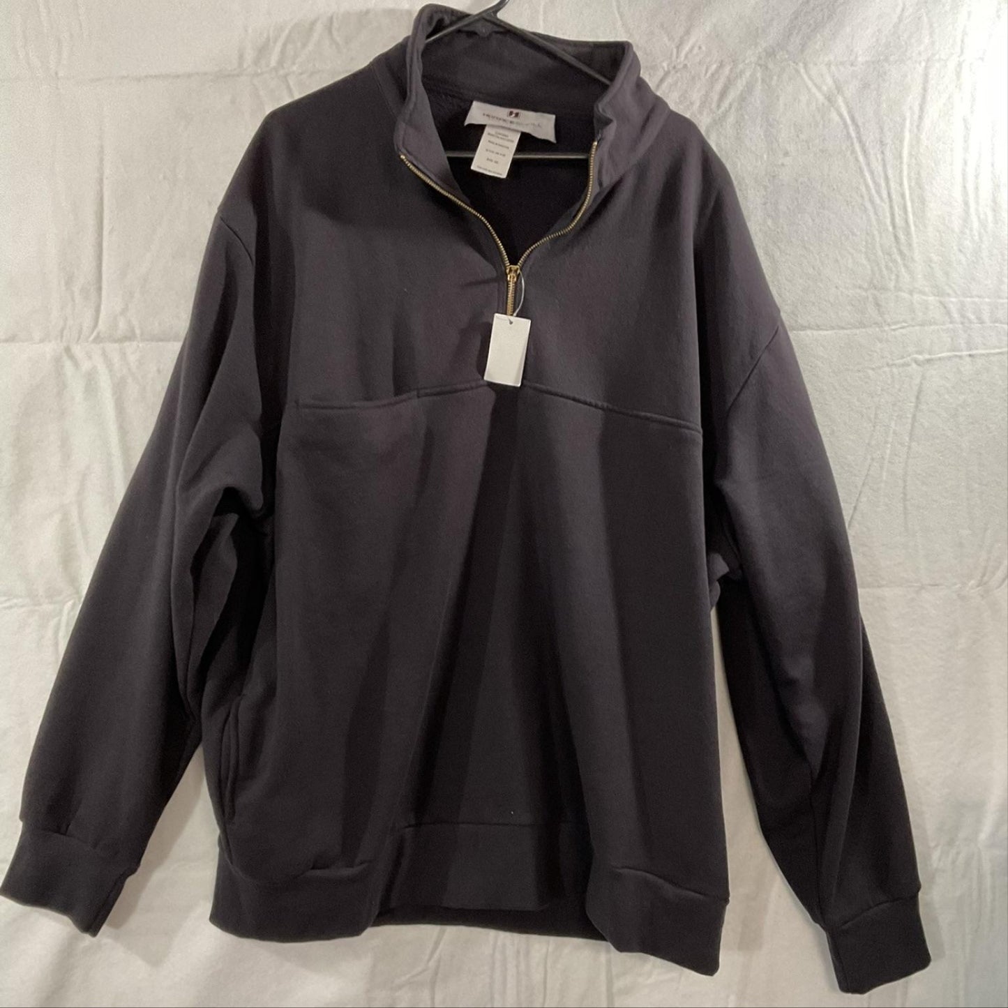 Horace Small Sweatshirt Mens 4XL Gray Fleece 1/4 Zip Mock Neck Pullover Pockets