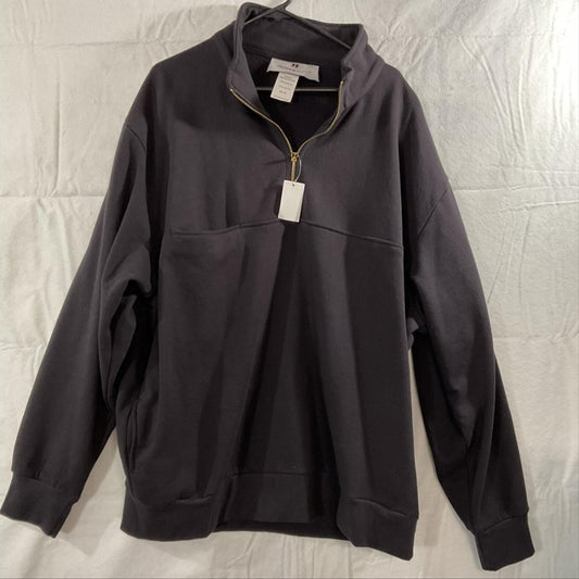 Horace Small Sweatshirt Mens 4XL Gray Fleece 1/4 Zip Mock Neck Pullover Pockets