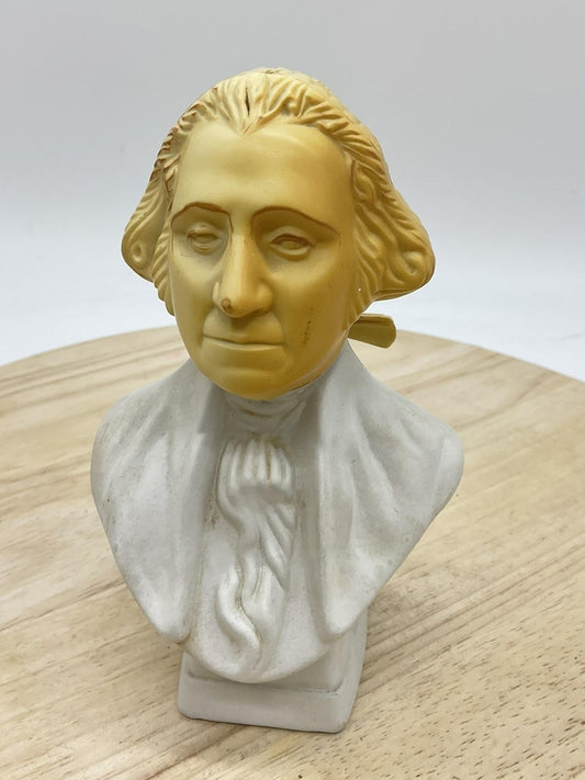 Vintage Avon Colonial Man Bust Cologne Bottle White Gold Figurine Decor