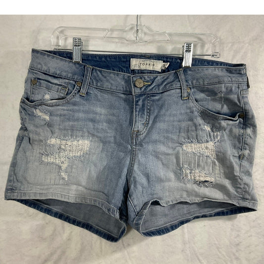 Torrid Denim Shorts Womens 14 Light Wash Distressed Frayed Hem Summer Casual