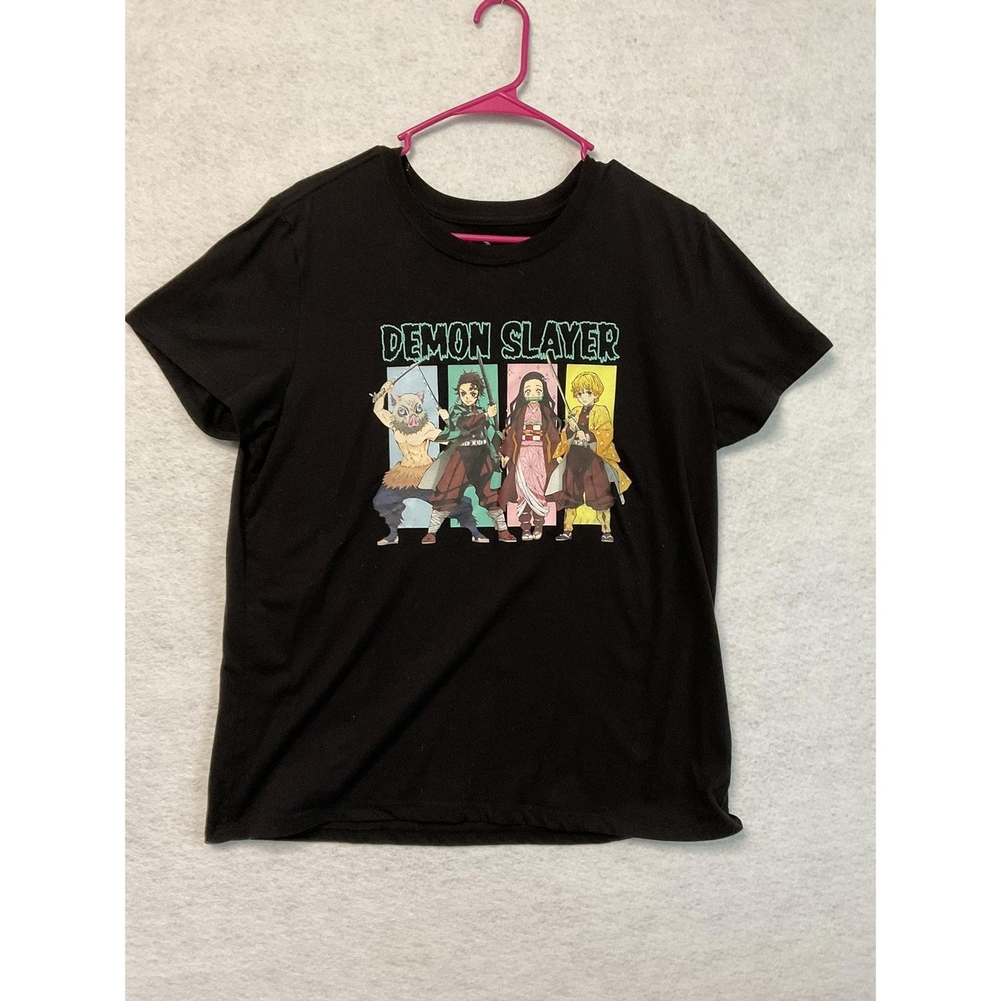 Demon Slayer Shirt Mens XL Black Anime Tee Tanjiro Nezuko Zenitsu Inosuke