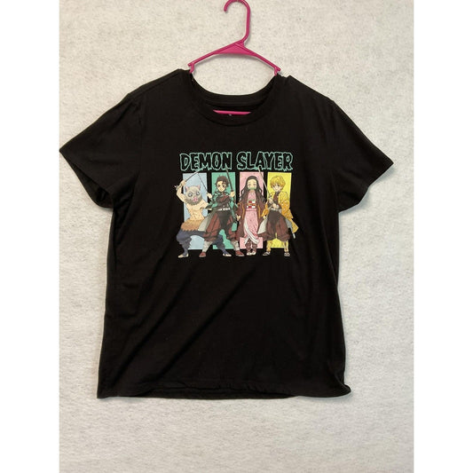 Demon Slayer Shirt Mens XL Black Anime Tee Tanjiro Nezuko Zenitsu Inosuke