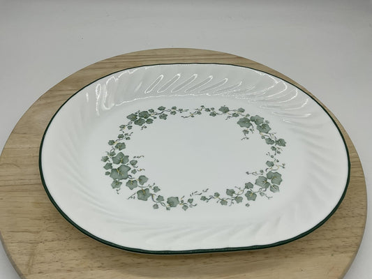 Corelle White Glass Large Serving Plate Callaway Green Ivy Oval USA Kitchen Dish