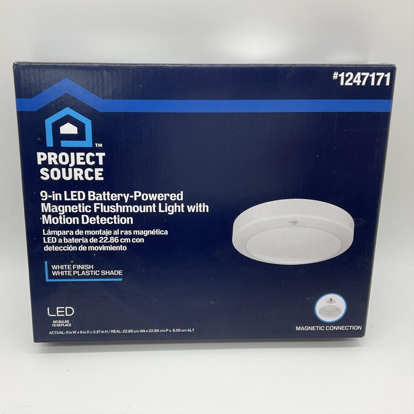 Project Source 9-in LED Battery Flushmount Light Motion Sensor 1247171 White