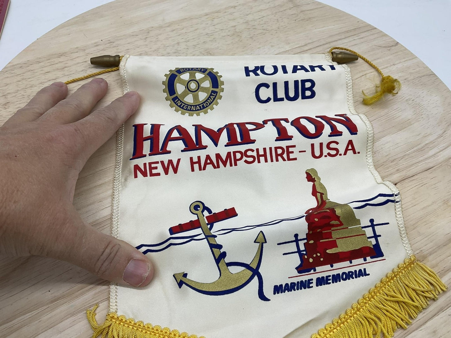 Rotary Club Hampton New Hampshire USA Marine Memorial Satin Banner Flag Pennant