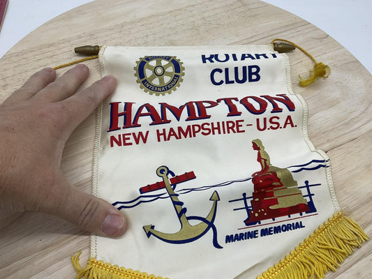 Rotary Club Hampton New Hampshire USA Marine Memorial Satin Banner Flag Pennant