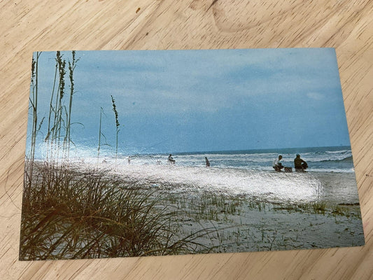 Vintage Holly Ridge North Carolina Surf Fishing Postcard Helen M Tatum 5.5x3.5