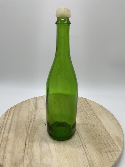 Unmarked Green Pressed Glass Tumbler Bottle With Lid Stopper Kitchen Bar Decor