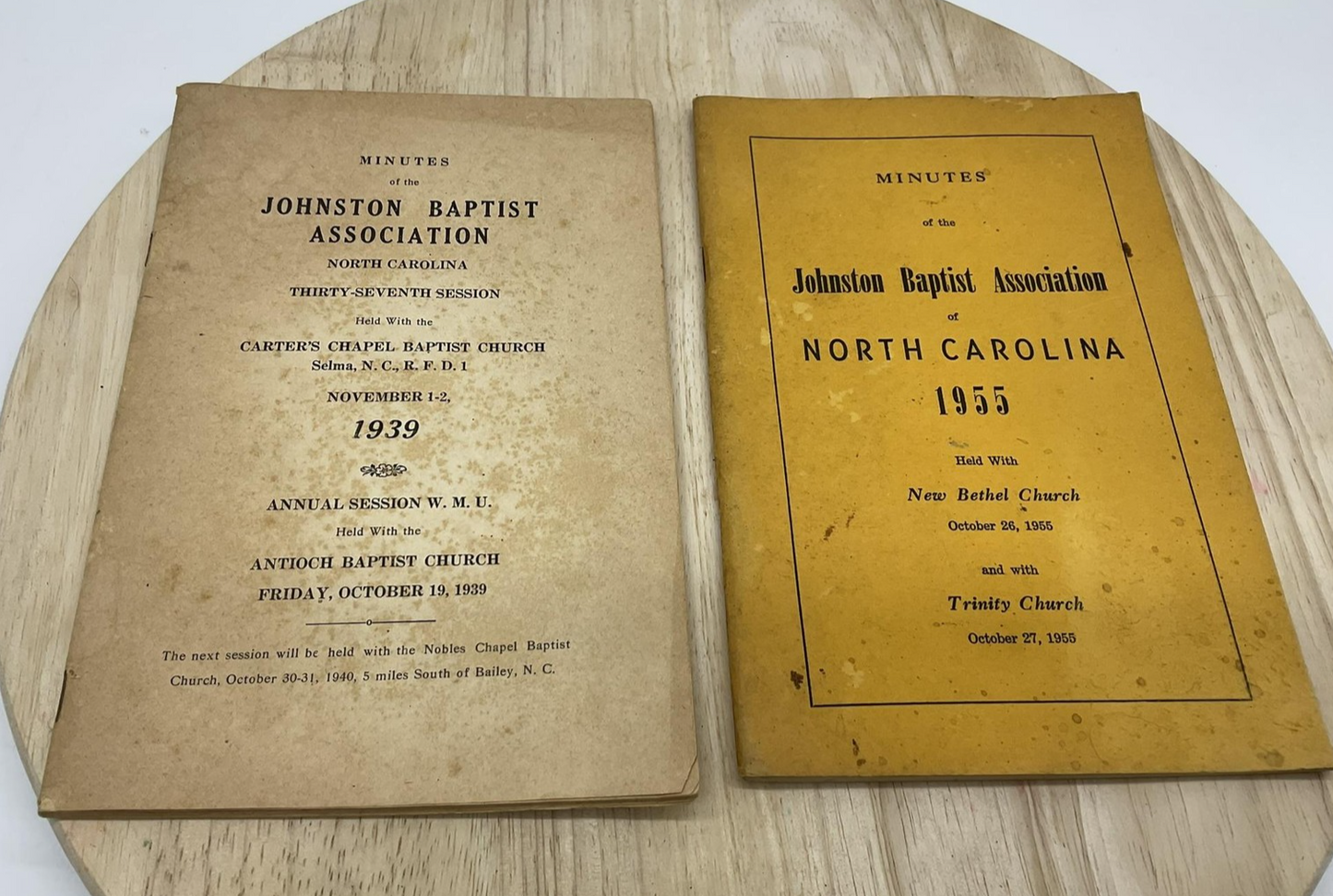 Vintage Johnston Baptist Association Minutes Lot 2 1939 1955 NC Softcover Books