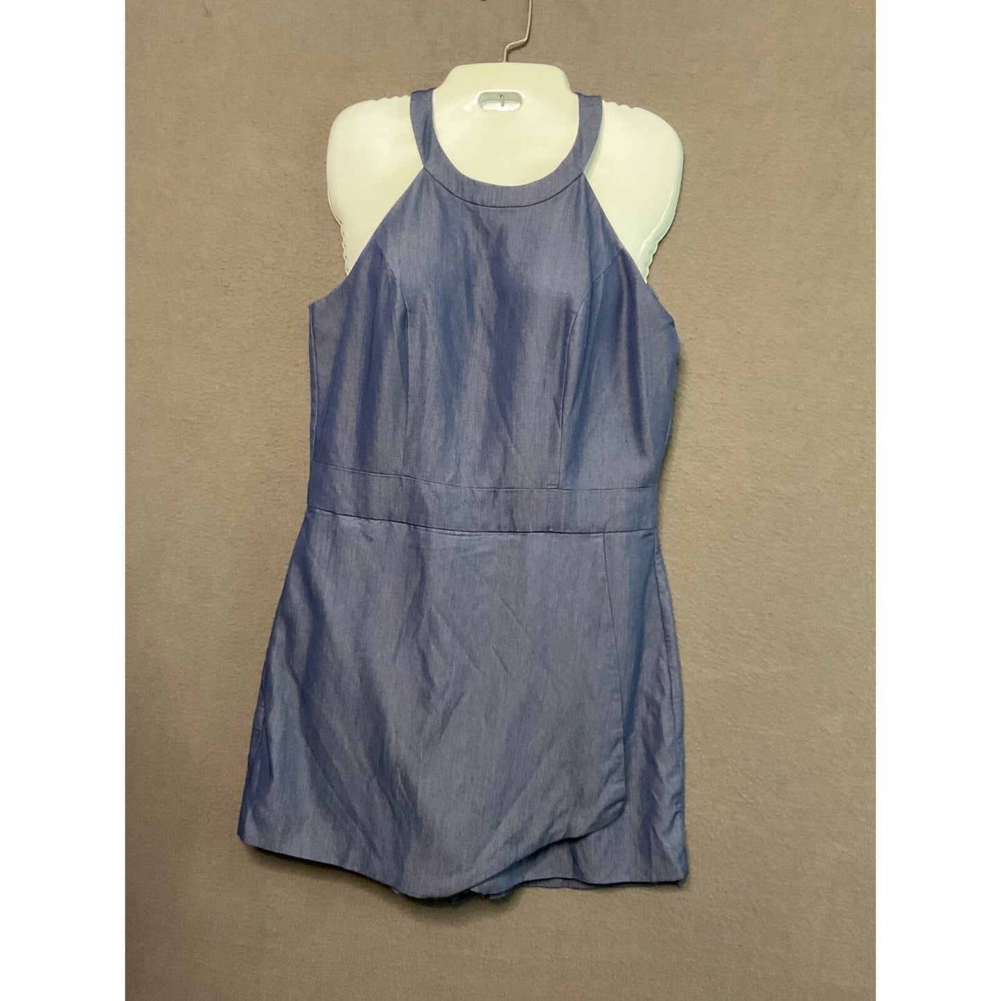 New York & Company Sleeveless Chambray Romper Shorts Small Denim Look