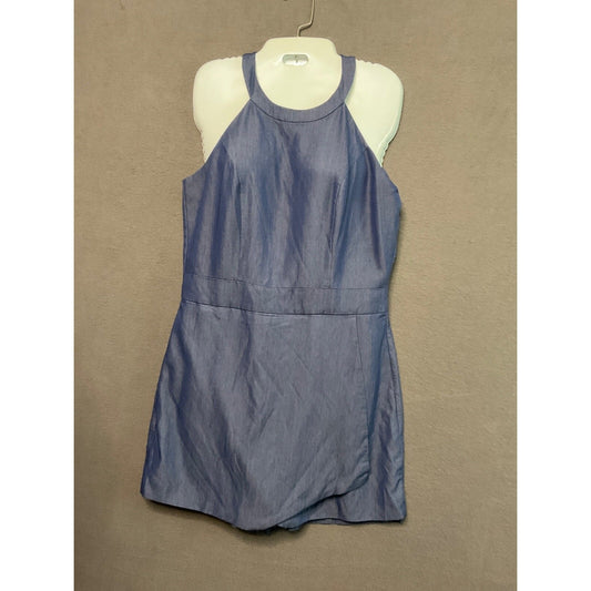 New York & Company Sleeveless Chambray Romper Shorts Small Denim Look