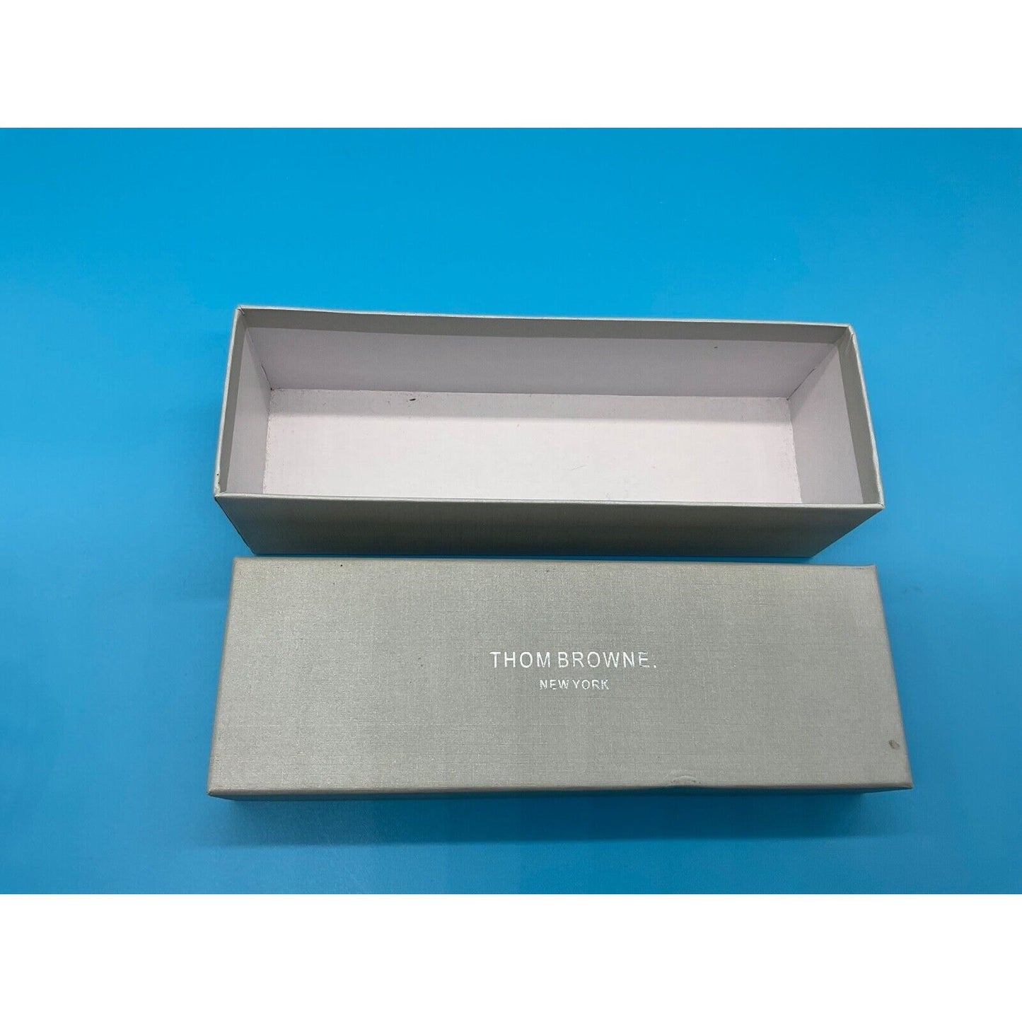 Authentic Thom Browne Empty Gift Box, 10" x 3.5" x 3", Gray Storage Box - READ