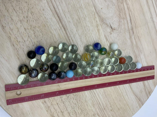 Glass Marbles Lot Mixed Size Clear Green Multicolor Game Pieces Marble Set Toy