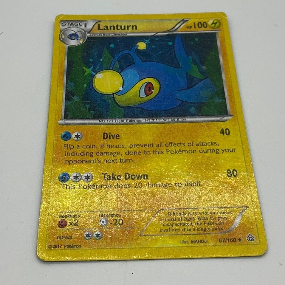 Pokemon Lanturn Trading Card Yellow Reverse Holo 67/160 Primal Clash