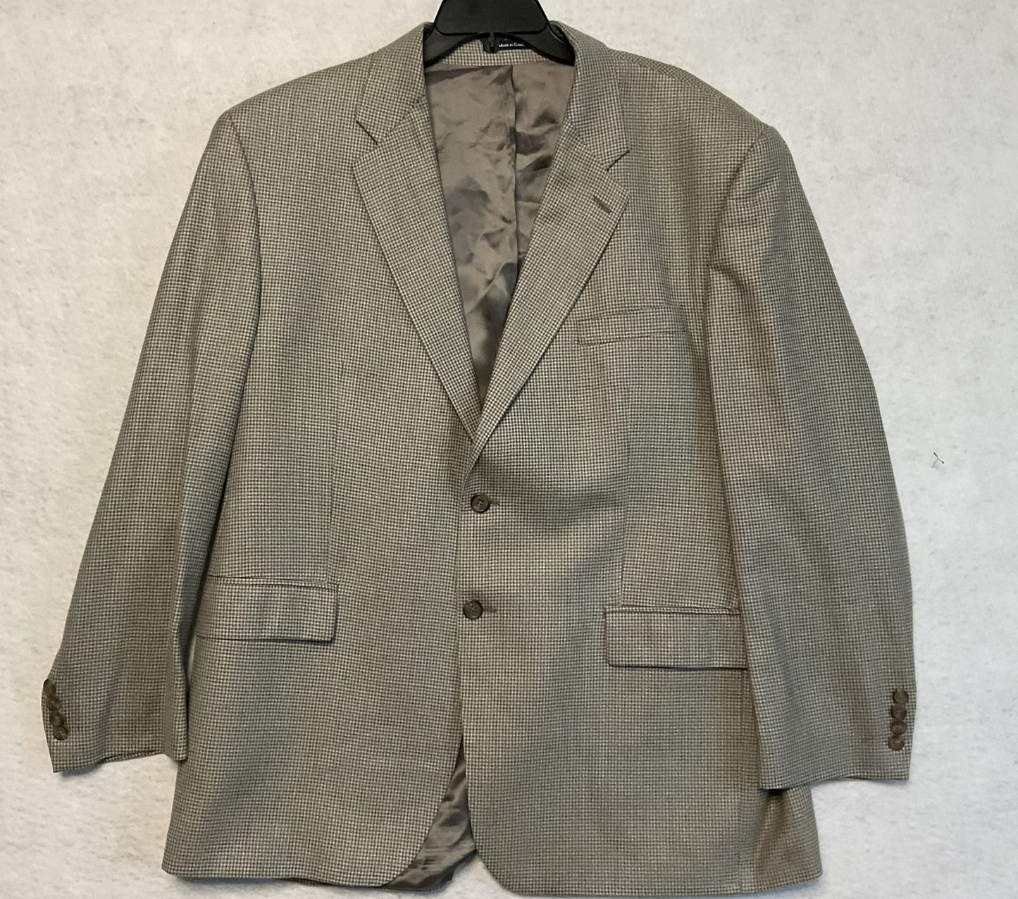CHAPS Ralph Lauren Sport Coat Men 46 Beige Silk Wool Tweed Check Lined