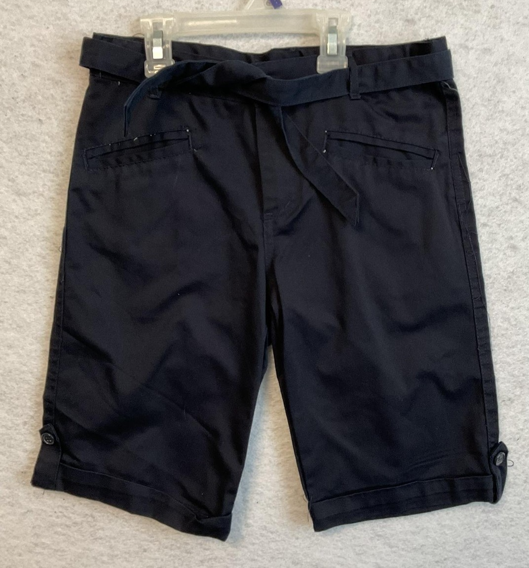 Denice Shorts Girls 14 Blue Twill Bermuda Belted Adjustable Waist School Uniform