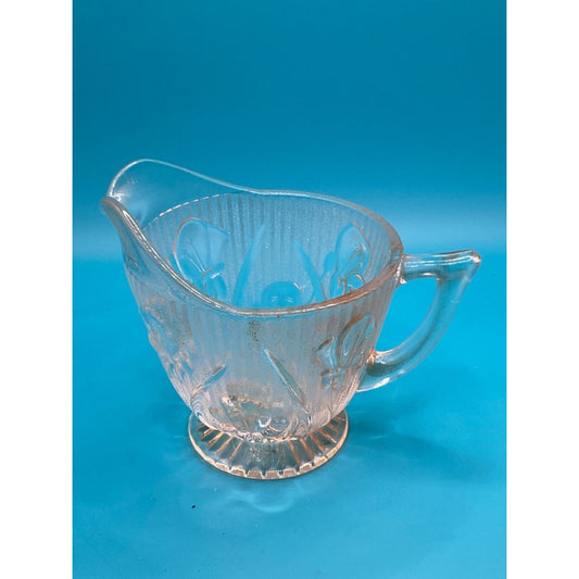 VTG Light Rose Tint Creamer Glass 3" Tall, 4" Wide Opening Grandma Core Holiday