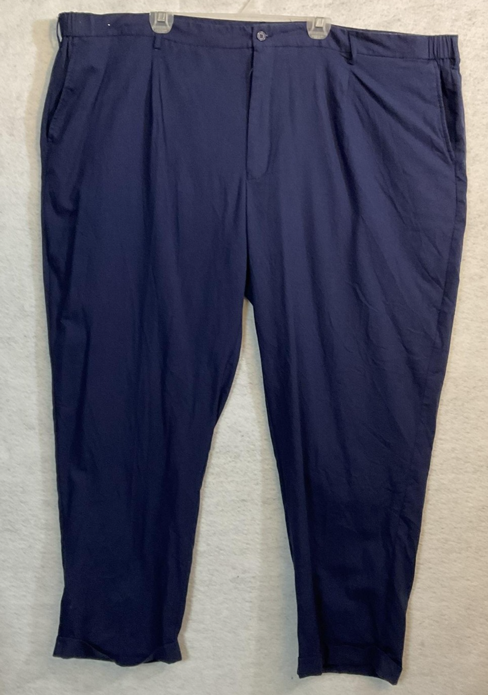 St. Patrick Dress Pants Mens 56x32 Blue Linen Rayon Pleated Easy Care Big Tall