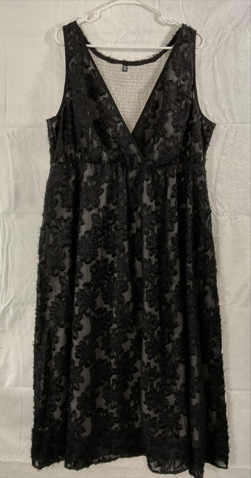RWJ Dress Womens 3XL Black Lace Floral Sleeveless V Neck Maxi Lined A Line Party