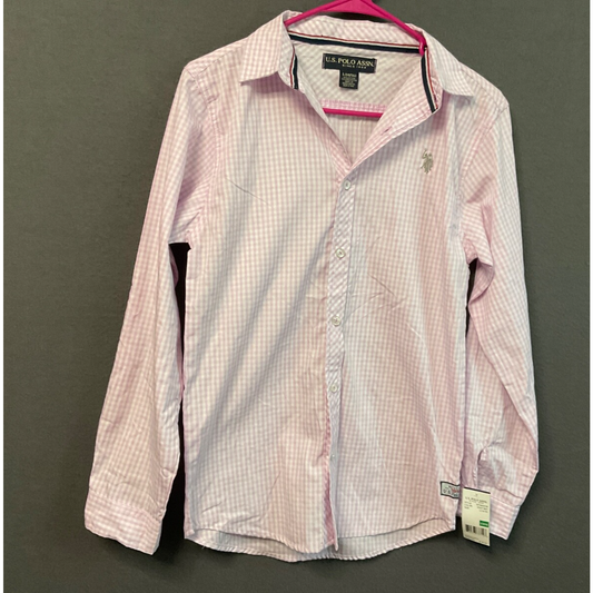 U.S. Polo Assn. Gingham Shirt L/14-16 Violet Mist New with Tags