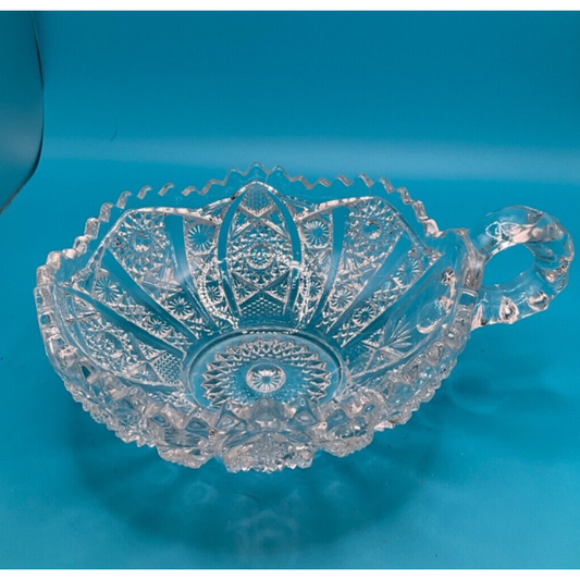 Vintage Starburst & Diamond Pattern Nappy Finger Bowl Sawtooth Edge Countrycore
