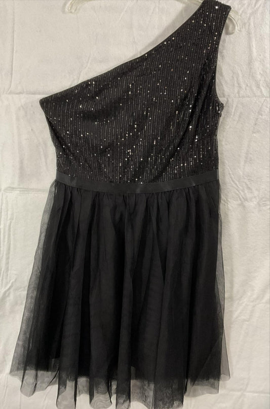 Berylove Dress Womens 2XL Black One Shoulder Sequin Tulle Fit Flare Party NWT