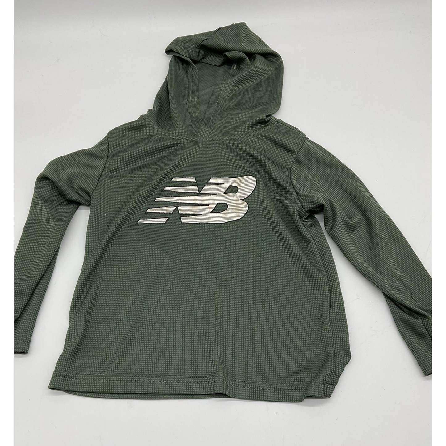 New Balance Hoodie Shirt Youth Boys 4 Green Long Sleeve Active Pullover Logo Top
