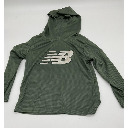 New Balance Hoodie Shirt Youth Boys 4 Green Long Sleeve Active Pullover Logo Top