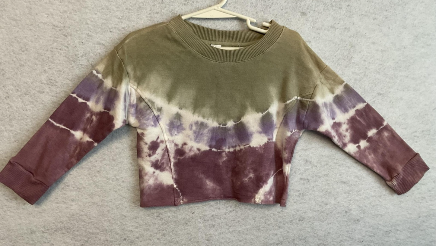 It's Girls Sweatshirt Girls 4 Multicolor Tie Dye Batik Crop Pullover Fleece