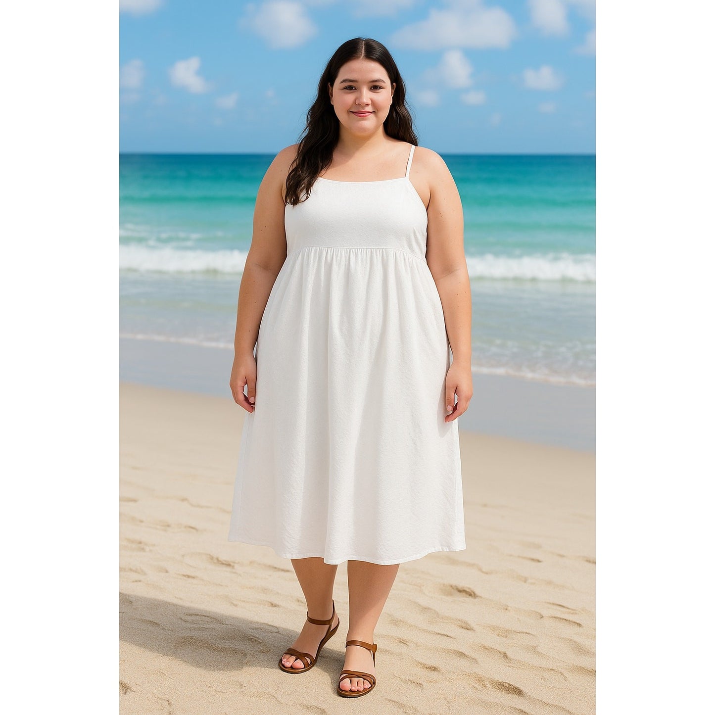 The Drop Shyla Maxi Dress Womens XL White Eyelet Embroidered Sleeveless Pockets