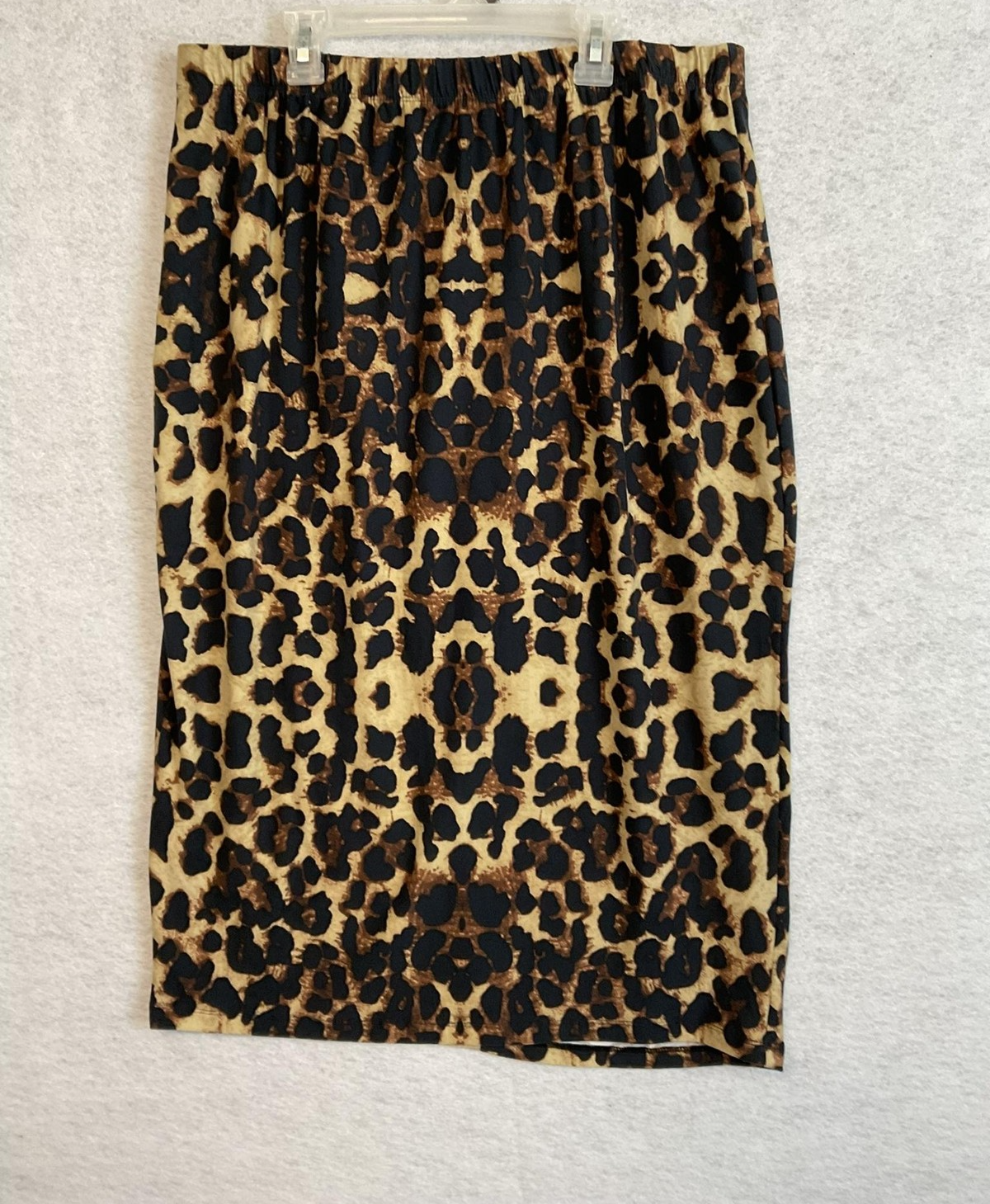 Full Circle Trends Skirt Womens 3X Brown Leopard Midi Pencil Stretch Pull On