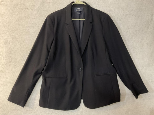 Lands End Womens Blazer Jacket 18 Black One Button Stretch Lined Workwear