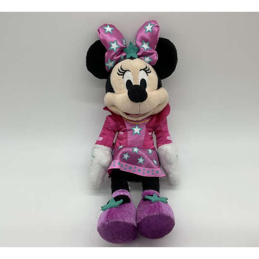 Disney Minnie Mouse Plush Doll Pink Star Dress Bow 12" Stuffed Toy Kids Gift