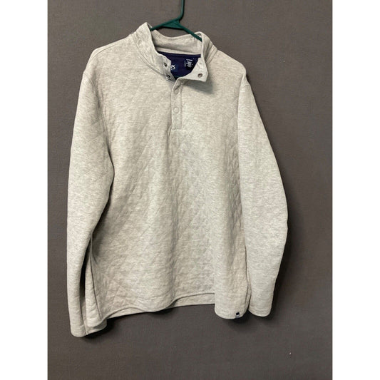 Chaps Mens XL Gray Quilted 1/4 Snap Long Sleeve Mock Neck Pullover Shirt