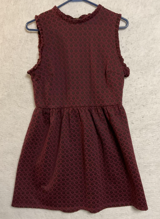 Xhilaration Dress Juniors Medium Red Geometric Fit Flare Sleeveless Ruffle Knit