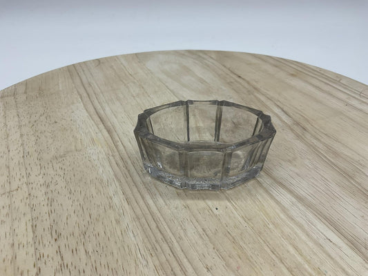 Clear Glass Dipping Bowl Small Geometric Faceted Starburst Base Vintage Retro