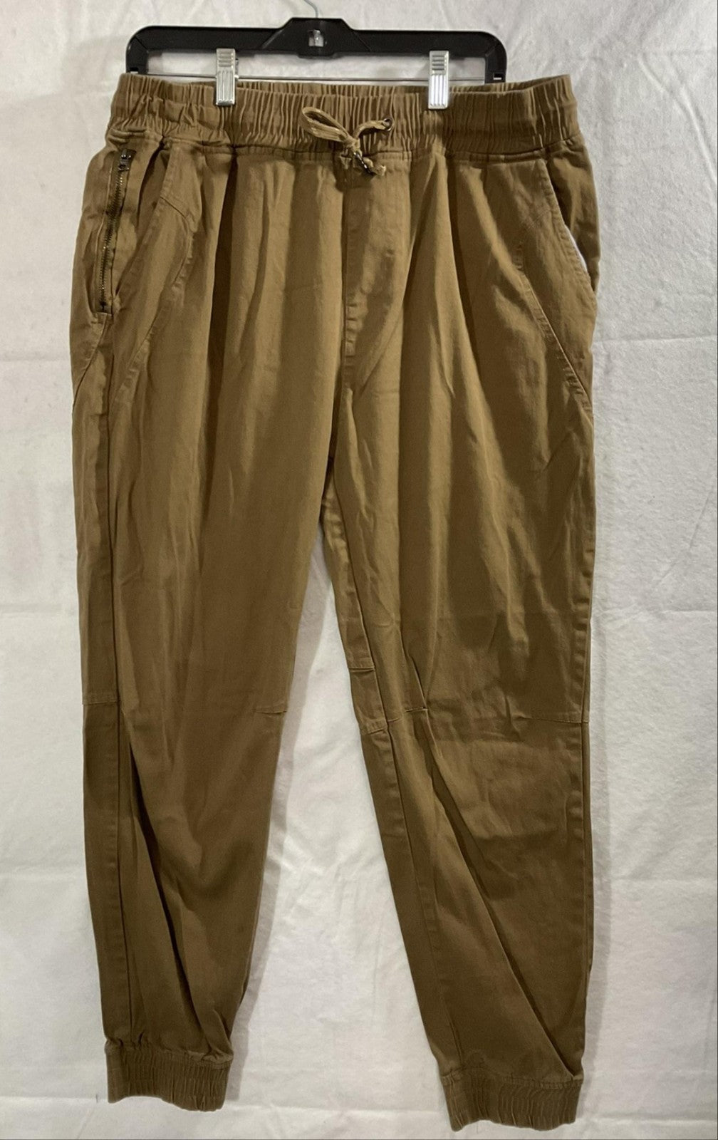 Rocawear Jogger Pants Mens XL Beige Elastic Waist Cuffed Stretch Drawstring