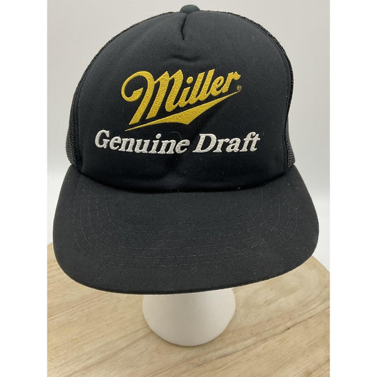 Vtg Miller Genuine Draft Hat Beer Cap Rope Mesh Snapback Logo Trucker Baseball