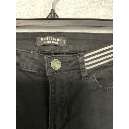 Almost Famous Jeans Womens 5 Mid Rise Skinny Pants Stretch Striped Waistband