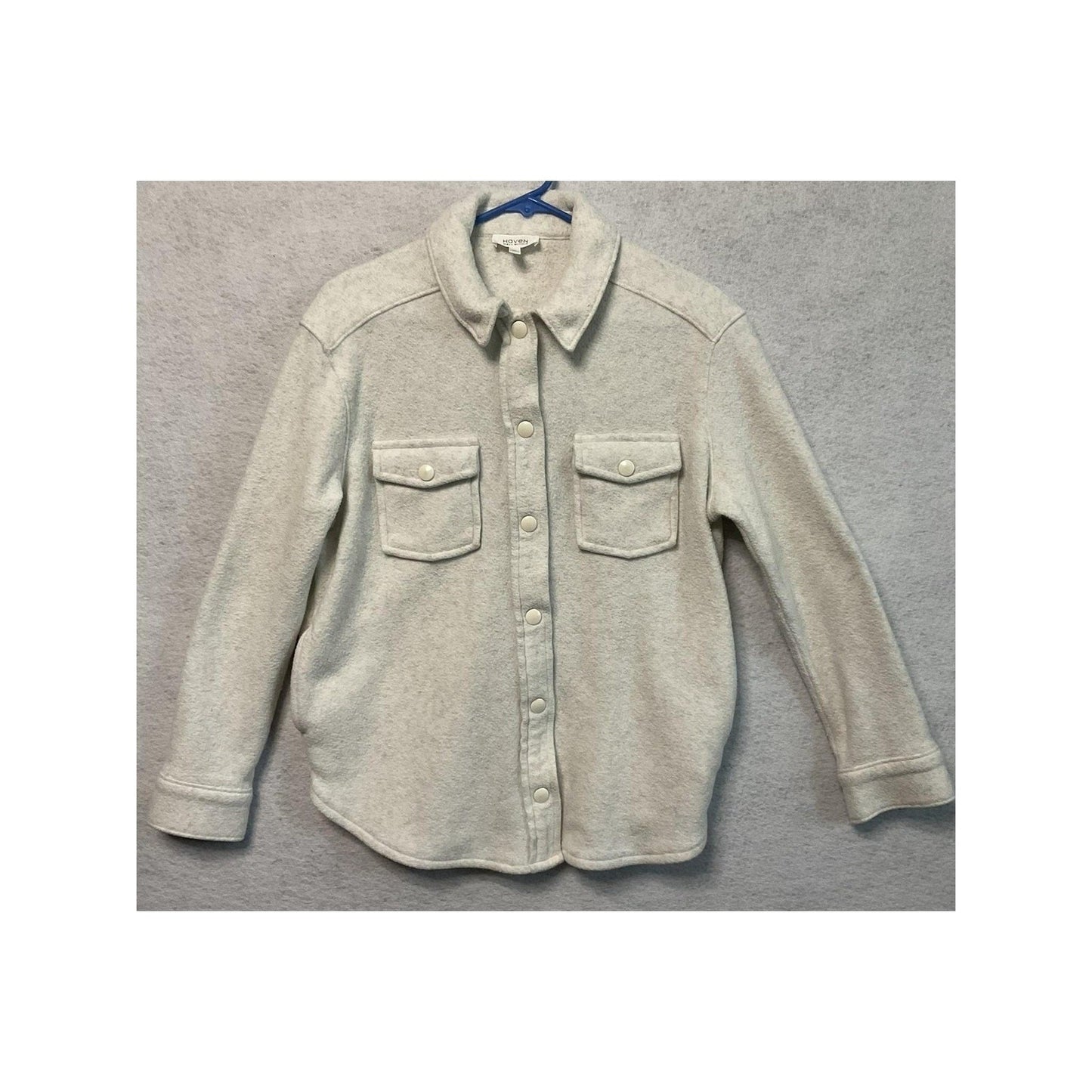 Haven Well Within Jacket Womens XS Ivory Snap Fleece Shacket Pockets Collared