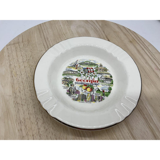 Vintage Georgia Souvenir Bowl Plate Empire State Of The South 22K Gold Trim