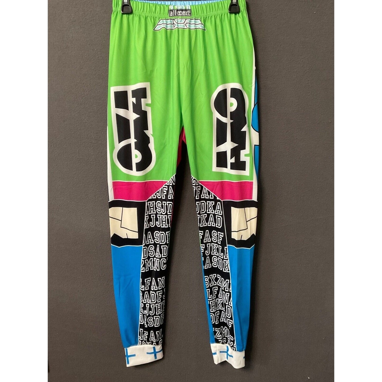 Unisex Multi Color PANTS M Retro 90s Jogger Elastic Waist Y2K Baggy