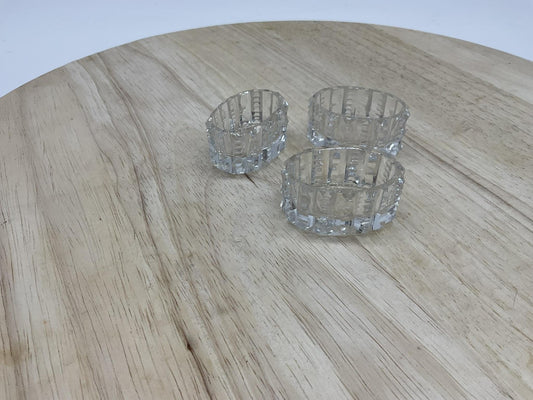 Vintage Clear Pressed Glass Small Butter Pat Dishes Set Of 3 Oval Unmarked
