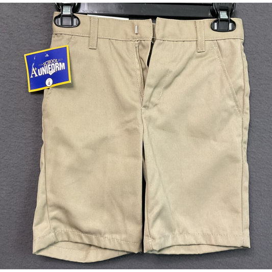 A+ School Uniform Shorts Boys 4 Flat Front Adjustable Waist Cotton Blend Uniform