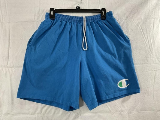 Champion Shorts Mens Large Blue Jersey Athletic Drawstring Pockets Gym Training