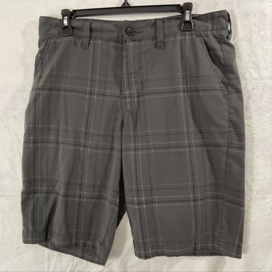 Urban Pipeline Shorts Mens 32 Gray Plaid Chino Stretch MaxFlex Flat Front
